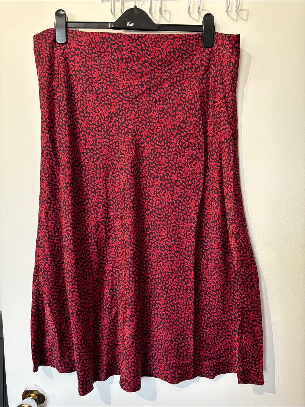 George Red and Black Printed A-Line Skirt